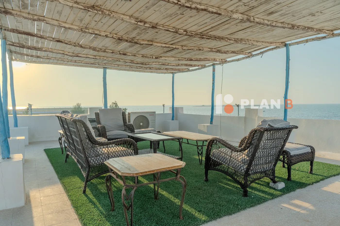 Villa terrace overlooking the sea, photographed for Plan B