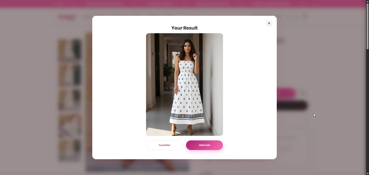 Pretty J Virtual Try-On result shown to the shopper