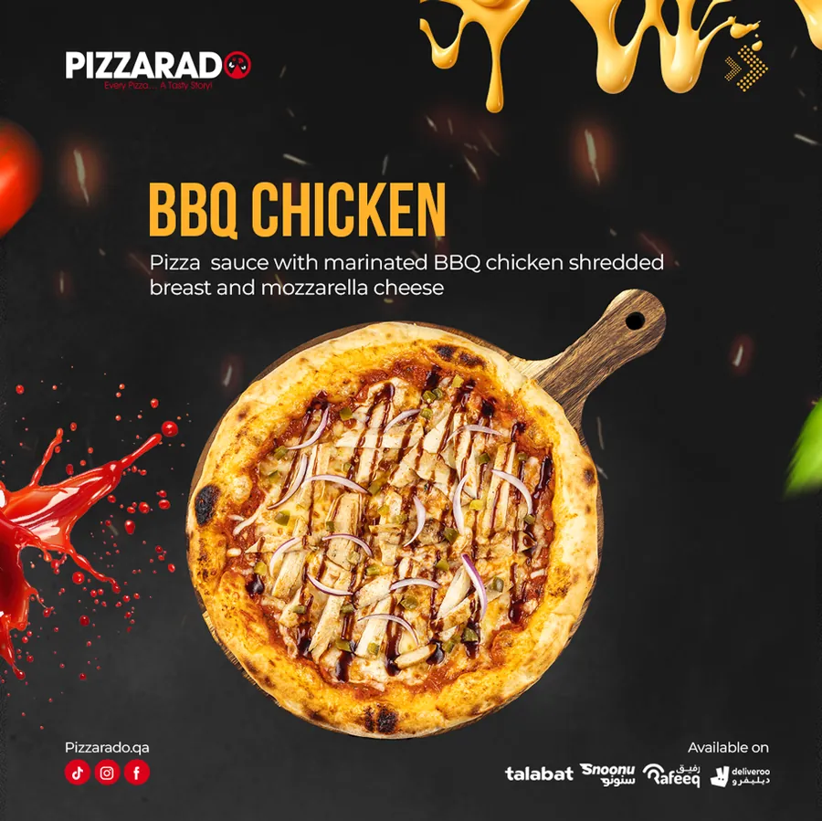 Pizzarado carousel slide: BBQ chicken pizza