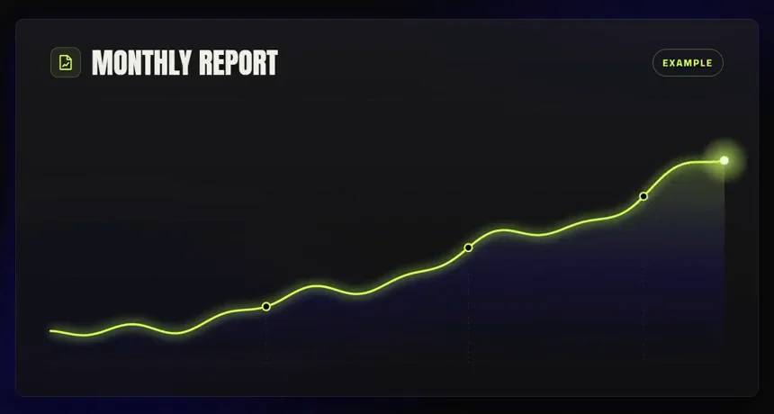 Example monthly report with a rising line